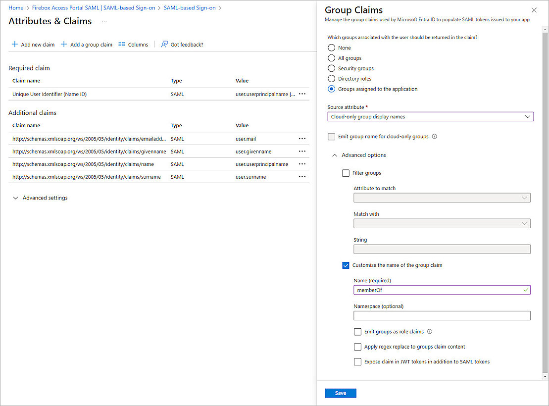 Screenshot of Entra ID, Azure SAML app setup 7